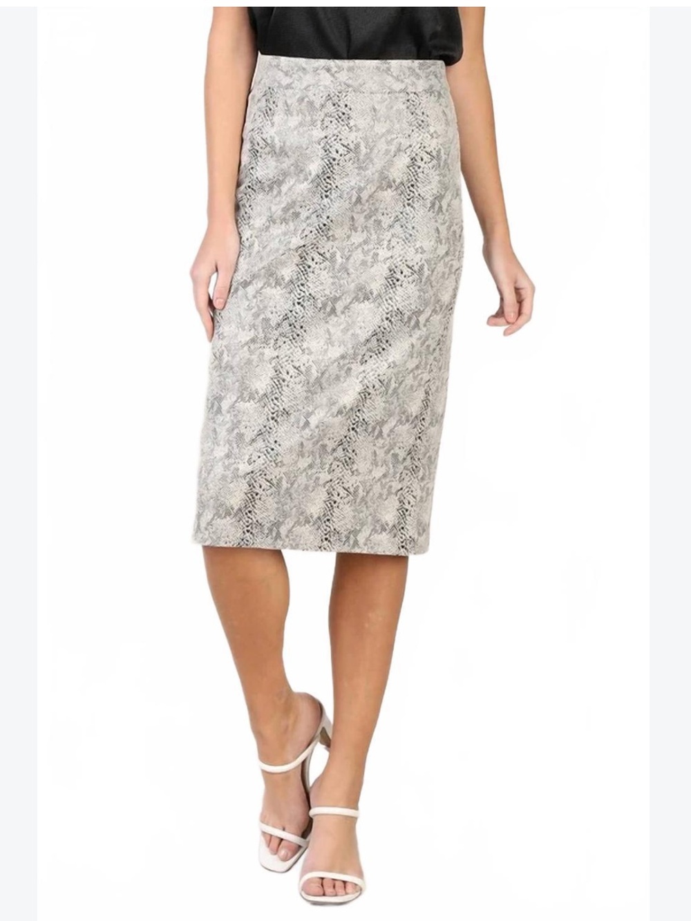 Skies Are Blue Midi Cream & black Snakeskin skirt size small